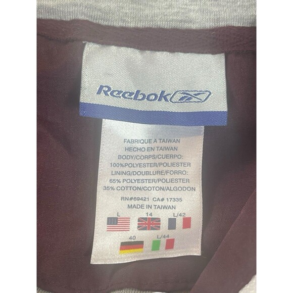 VTG Y2K Reebok Tracksuit Set Women’s L Maroon Black White Full Zip Top Pull On - Picture 7 of 16